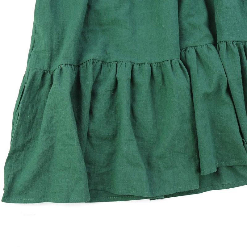 FANCYINN Women Ruffle Mini Short Dress for St Patricks Day with Pockets Bell Sleeve V Neck Beach Swing Tunic Shift Dress Dark Green XL - Image 5
